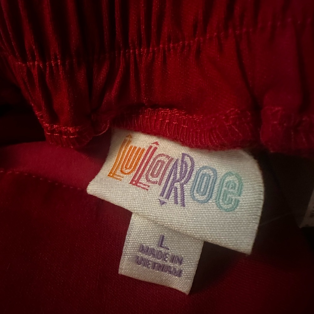 LuLaRoe Lena Red Large pants NWT - Picture 6 of 7